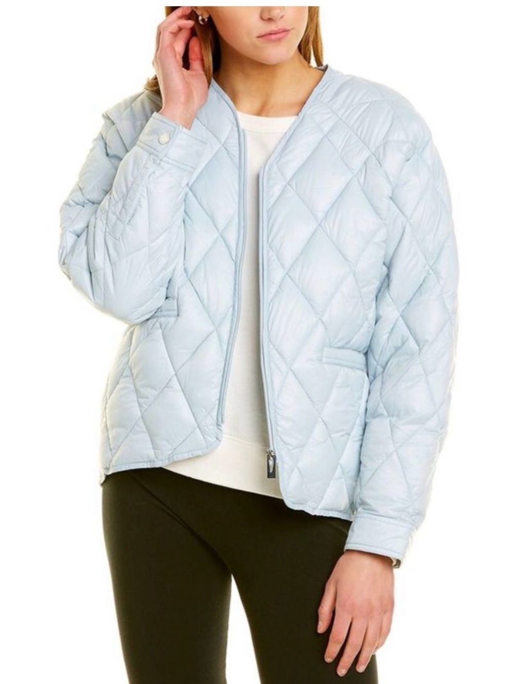 Via Spiga Womens Quilted Jacket Light Blue Sz Large Lightweight